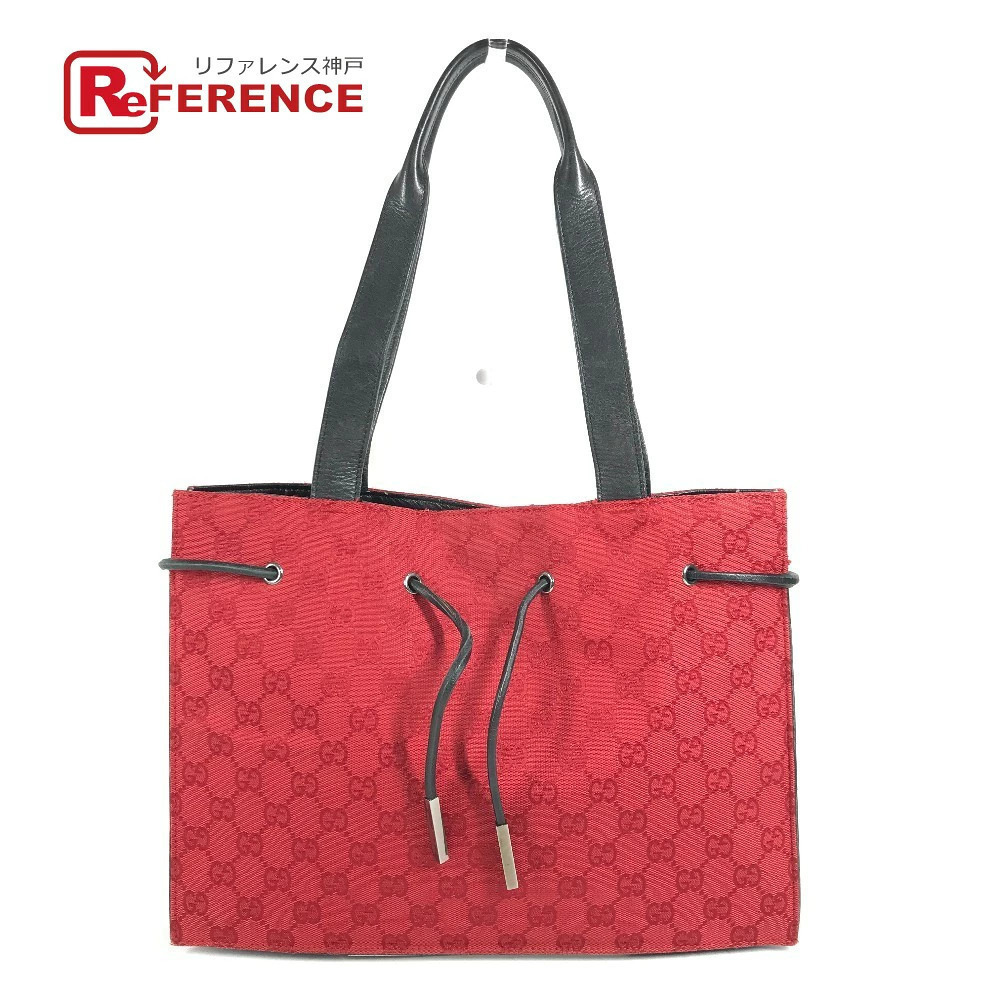 Gucci GG Bag Handbag Tote Shoulder Canvas Leather Red